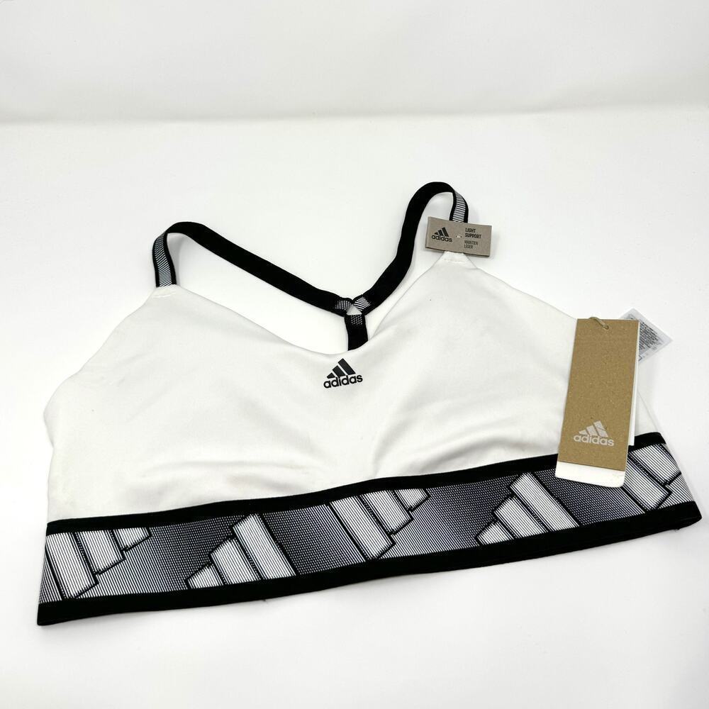 adidas All Me Adilife Bra White/Black , Size L - Picture 2 of 4